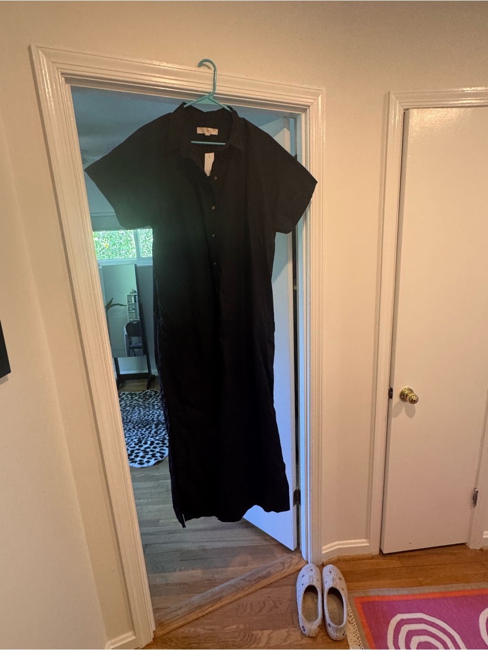 LOFT Black Maxi Shirt Dress